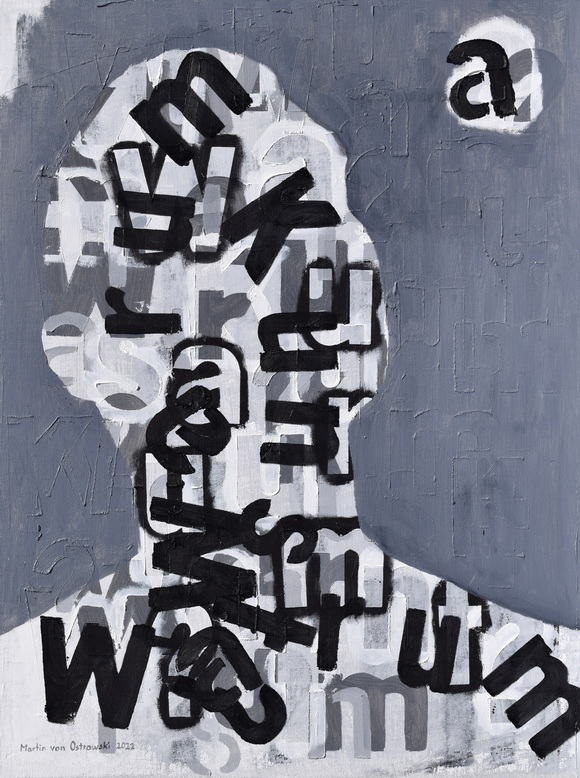 Martin von Ostrowski: Warum Kunst?, 2023, Öl auf Leinwand, 60 x 45 cm