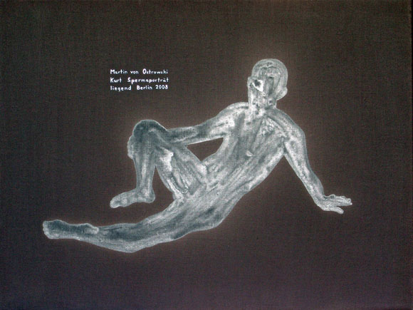 Martin von Ostrowski: Kurt, 2008, Sperma, Akryl auf Leinwand, 60 x 80 cm