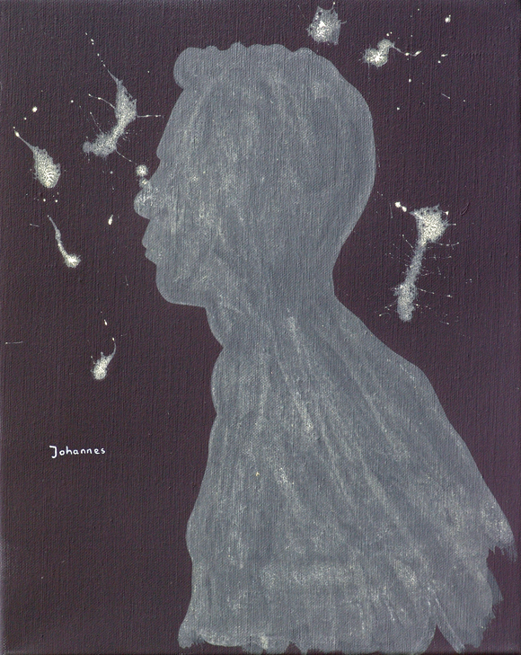 Martin von Ostrowski: Johannes Profil, 2005, Sperma, Akryl auf Leinwand, 50 x 40 cm