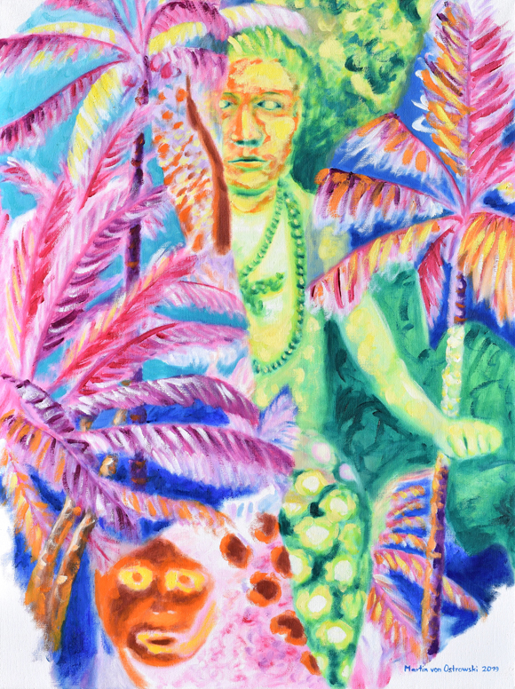 Martin von Ostrowski: Junge Samoanerinnen, 2019, Öl auf Leinwand, 80 x 60 cm