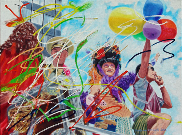 Martin von Ostrowski: Ballons, 2005, Öl auf Leinwand, 60 x 80 cm