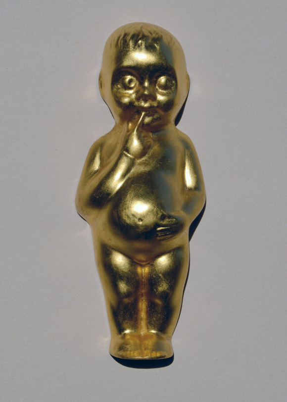 Martin von Ostrowski: Genius, 1990, Gips, Blattgold, 21 x 9,5 x 6 cm