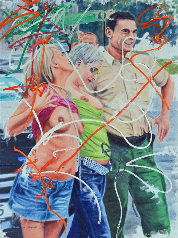 Martin von Ostrowski: Unter den Augen der Poizei, 2006, Öl auf Leinwand, 80 x 60 cm