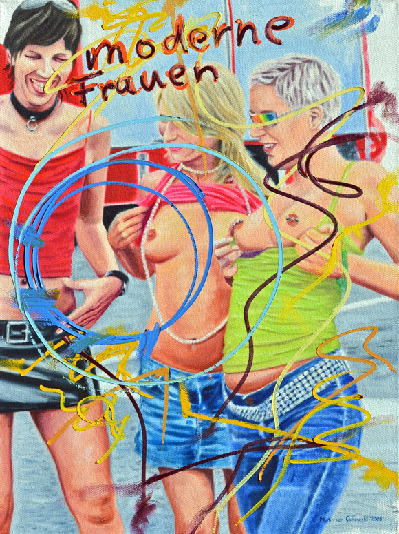 Martin von Ostrowski: Moderne Frauen, 2006, Öl auf Leinwand, 80 x 60 cm