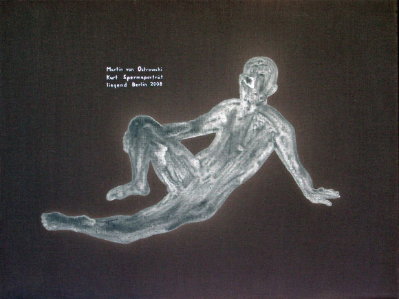 Martin von Ostrowski: Kurt, 2008, Sperma, Akryl auf Leinwand, 60 x 80 cm